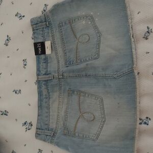 Rue21 Blue denim distressed Mini Skirt Sz 5/6 New